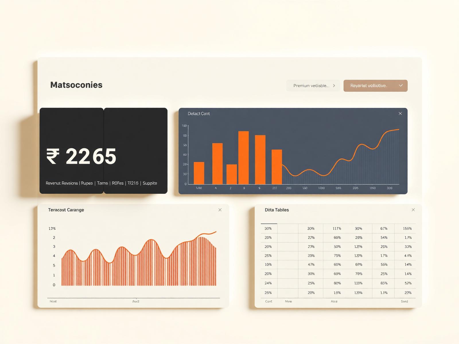 Business intelligence dashboard showing revenue KPIs and analytics
